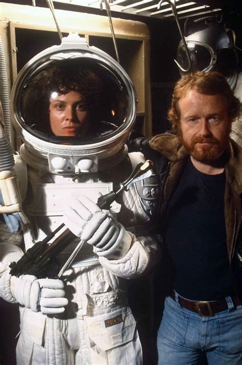 Sigourney Weaver And Director Ridley Scott On The Set Of Alien 1979