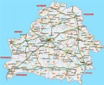 Large detailed road map of Belarus with all cities and airports in ...