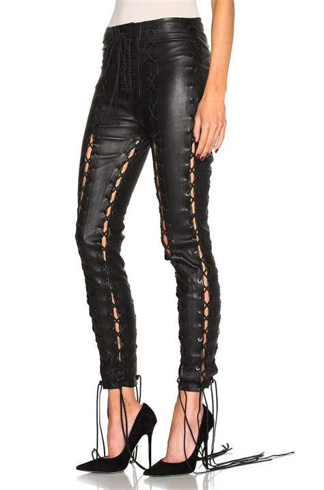 Unravel Project Lace Up Leather Pants In Black Lyst