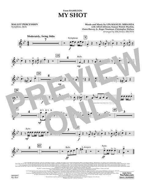 My Shot From Hamilton Arr Michael Brown Mallet Percussion Sheet