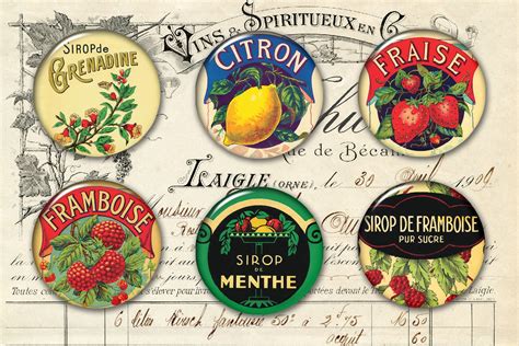 6 Vintage Fruit Label Art Magnets Or Pins Fruit Labels Vintage