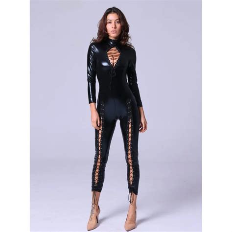 Lenceria Sexy Costumes For Women Sheer Bodysuit Plus Size Latex Catsuit
