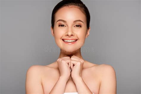 Beautiful Naked Model With Makeup Posing For Fashion Shoot Stock Photo