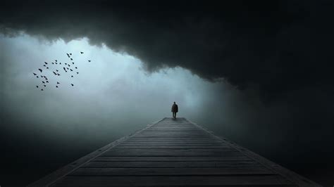 Dark Alone Loneliness Sad Birds Clouds Wallpapers Hd Desktop And