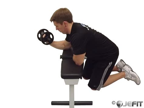 Dumbbell One Arm Reverse Wrist Curl Over Bench Exercise