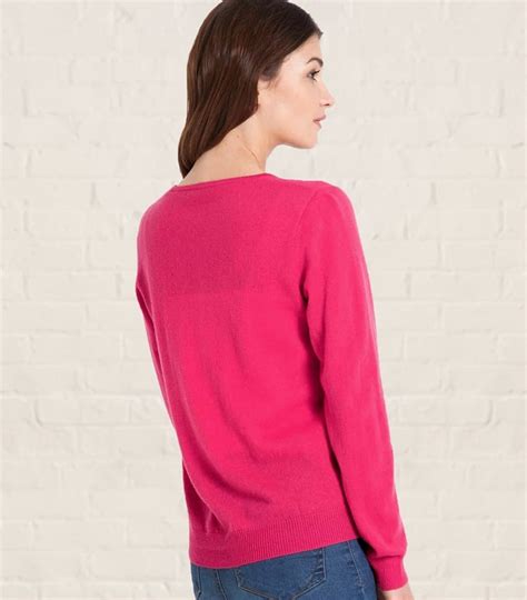 Rich Rose Womens Cashmere And Merino Luxurious Crew Neck Cardigan