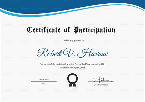 Certificate Of Participation Template Word Creative Design Templates