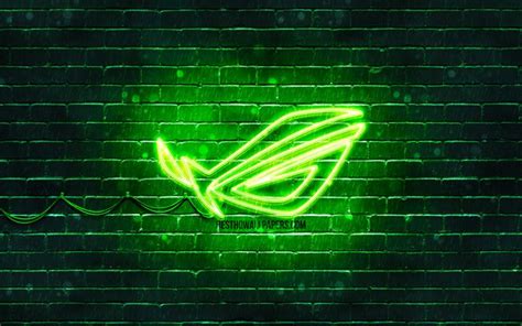 Download Wallpapers Rog Green Logo 4k Green Brickwall Republic Of