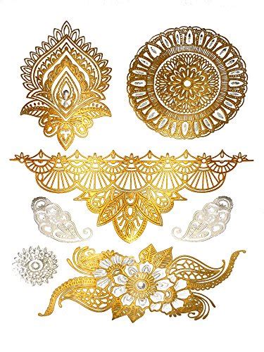 terra tattoos gold metallic henna temporary tattoos 75 designs