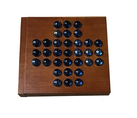 Classic Marble Solitaire 5 Inch Travel Size Wood