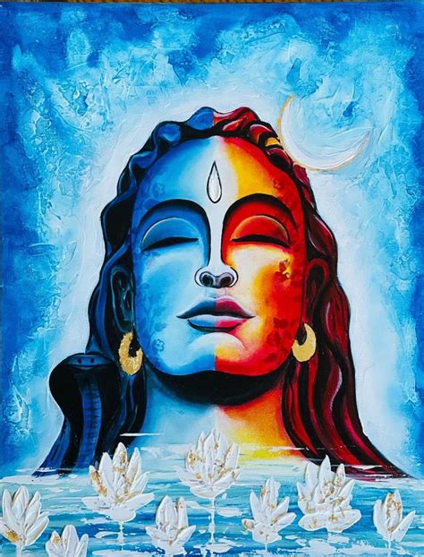 Lord Shiva Original Acrylic Painting Adiyogi Indian God Painting