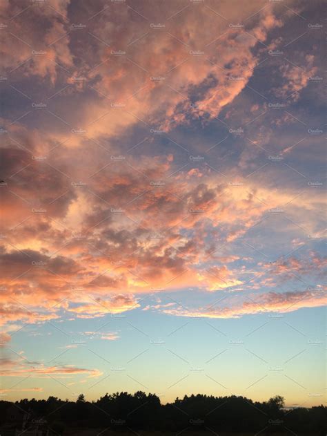 Pink Sunset With Clouds High Quality Stock Photos ~ Creative Market