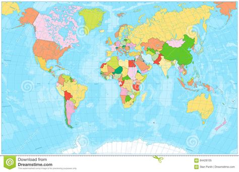 Blank Political Map Of World Vector Illustration