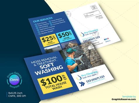 Cleaning Service Eddm Postcard Canva Template Graphic Reserve