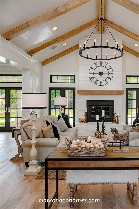 Whit Ceilings With Exposed Beams White Brick Fire Place Black Frames