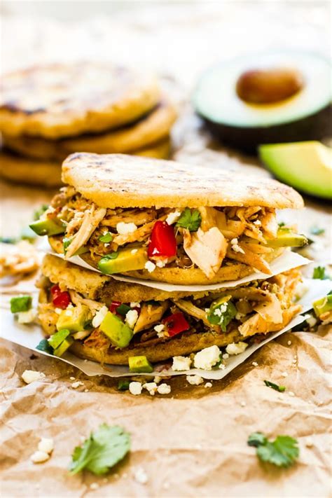 Chicken And Avocado Stuffed Arepas With Queso Fresco