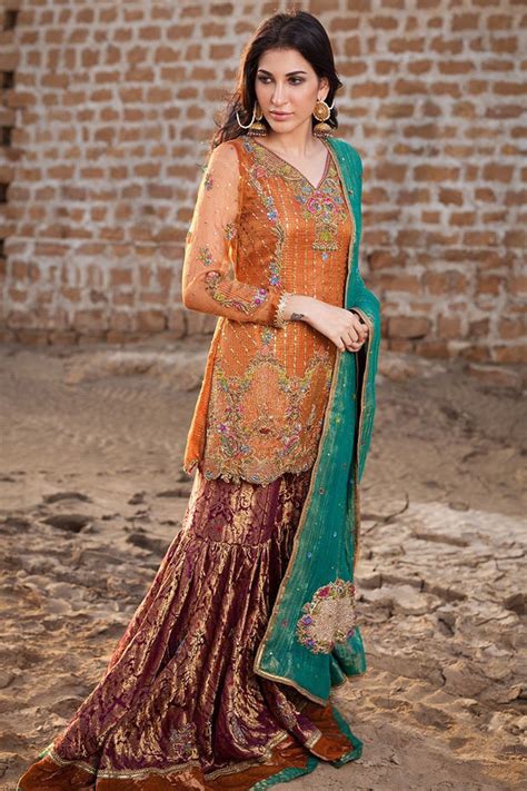 Designer Gharara Dress With Zardozi And Motifs Work Nameera By Farooq