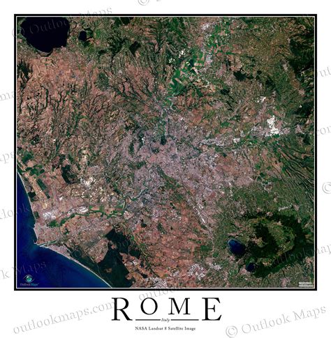 Rome Italy Satellite Map Print Aerial Image Poster