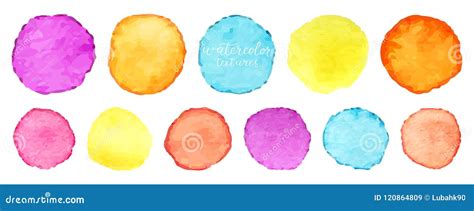 Rainbow Watercolor Circles Set Vector Watercolour Circle Elements For