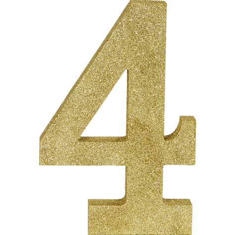 Glitter Gold Number 4 Sign 6in X 9in Party City