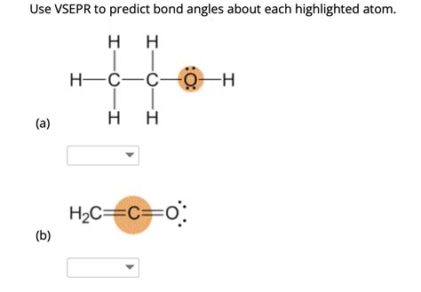 Solved Use Vsepr To Predict Bond Angles About Each Chegg Com