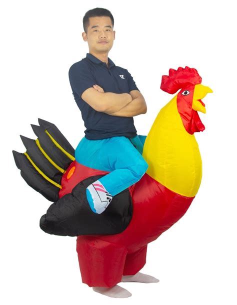 Kooy Inflatable Costume Rooster Ride On Chicken Costume Adult Halloween