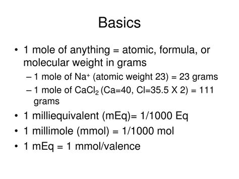 Ppt Millis Equivalents And Moles Powerpoint Presentation Free