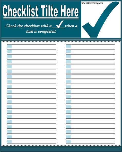Tool Checklist Printable
