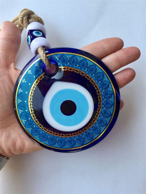 Evil Eye Wall Hanging Turkish Eye Decor Nazar Amulet Blue Etsy Eye Decor Evil Eye Art