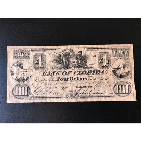 Bank Of Florida Dollar Bill Note Facsimile Currency Tallahassee Vgc On Ebid United