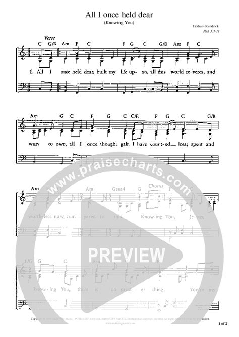 all i once held dear knowing you sheet music pdf graham kendrick praisecharts