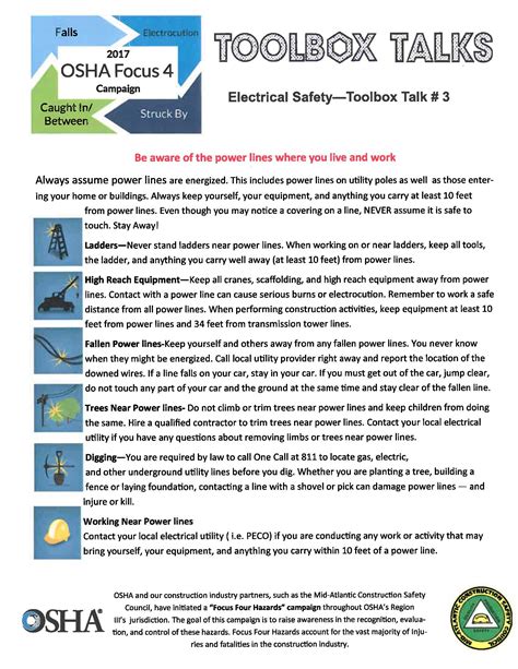 Toolbox Talk Electrocution General Building Contractors Association