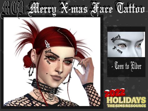 The Sims Resource Merry X Mas Face Tattoo