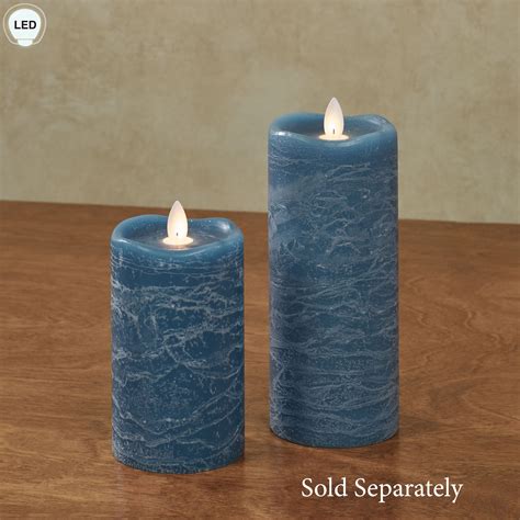 Mirage Blue Distressed Flameless Led Pillar Candle