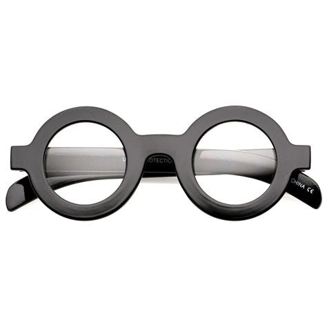 Bold Thick Frame Flat Clear Lens Round Eyeglasses 39mm Bold Frame