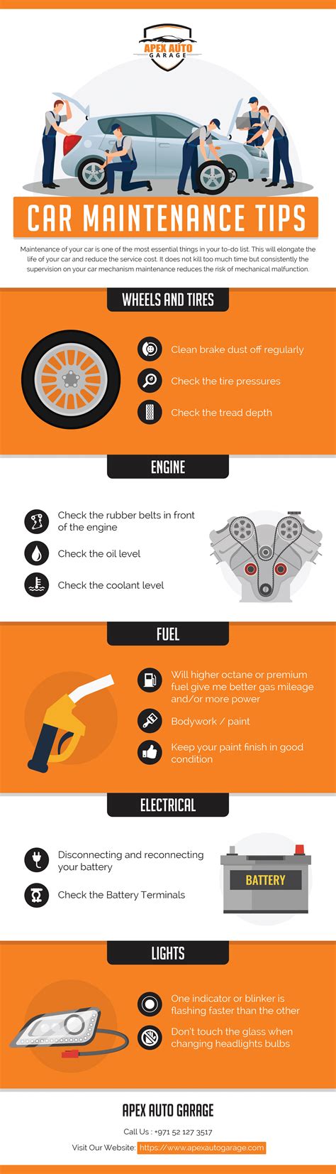 Car Maintenance Tips Infographic Apex Auto Garage Photos