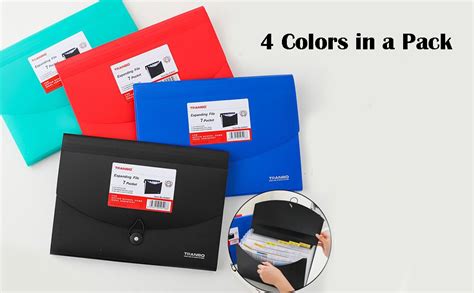 4 Pack Expanding File Folder With 7 Pockets Tranbo A4 Accordion File