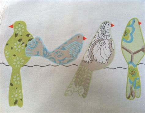 Funky Birds On A Wire Fabric Natural Ebay