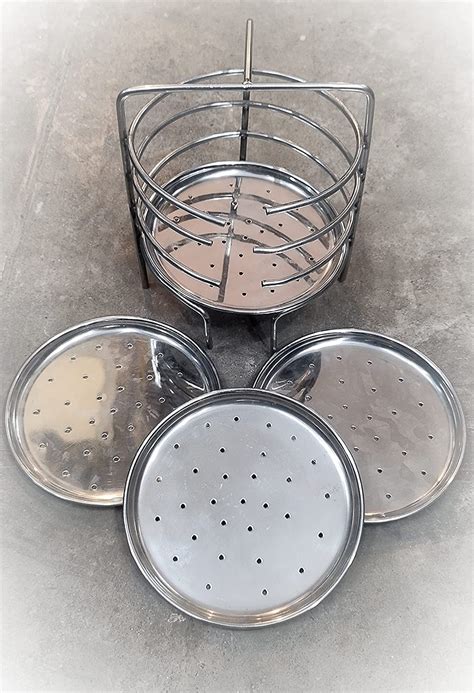 Madurai Famous Stainless Steel Idiyappam Plate With Stand For Idli