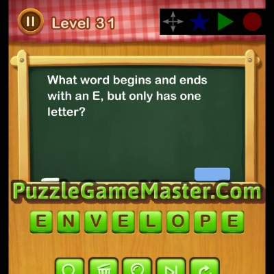 Word Riddles Level What Word Begins And Ends With An E But Only Has One Letter Puzzle