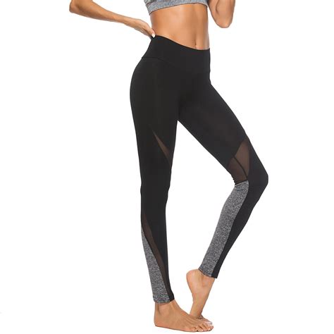 Xs Women Mesh Patchwork Elastic Sport Trousers Yoga Pants Leggings Running Tights Sporting