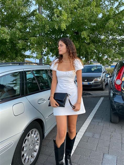 Cowboy Boots And White Minidress Outfit Inspo Fashion Outfits