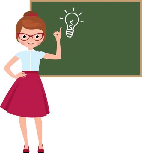 Royalty Free Young Female Teacher With Blank Chalkboard Clip Art