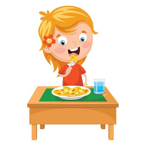 imagen de un niño comiendo animado comer niños vector gráfico vectorial © interactimages