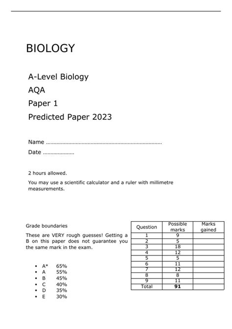 Biology Paper 1 Aqa A Level Date Printable Templates Protal