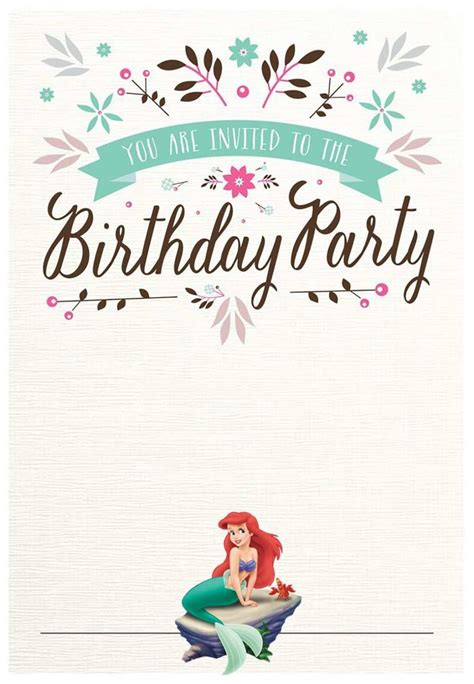 62 Free Printable Little Mermaid Birthday Invitation Template Free For