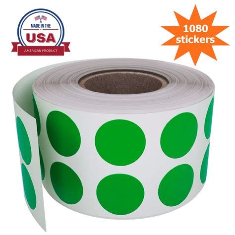 Round Stickers Roll Color Coding Labels Adhesive In Green 050 Inch