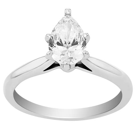Lab Grown Pear Shaped Diamond Solitaire Engagement Ring In White Gold