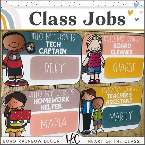 Classroom Jobs Board Classroom Helpers Boho Rainbow - Etsy