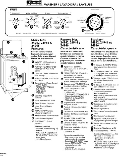 Kenmore Elite Washer Parts Manual